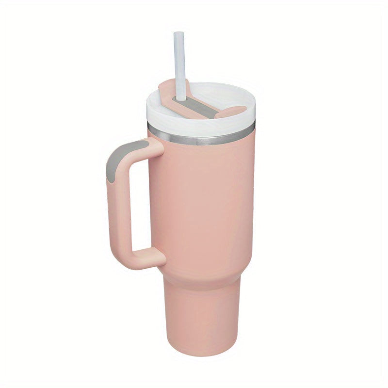 1pc 40oz Tumbler, Reusable Vacuum Quencher Tumbler With Straw, Leak Resistant Lid, Insulated Cup, Maintains Cold, Heat, And Ice For Hours