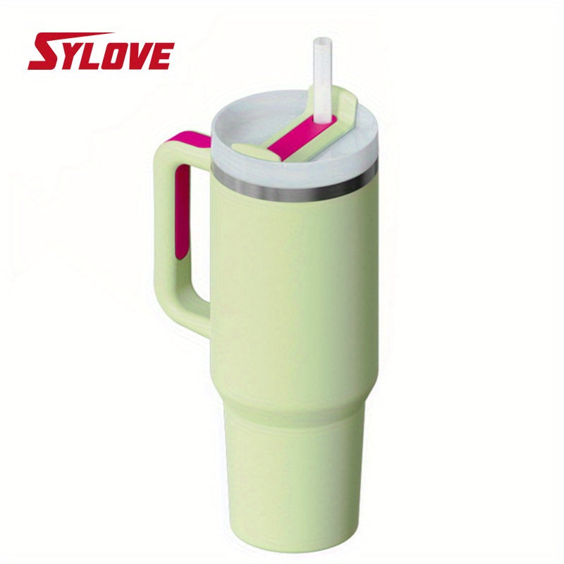 40oz Portable Car Tumbler With Handle And Straw, 304 Stainless Steel Insulated Cup, Leakproof Sports Water Bottle, Gift For Men And Women