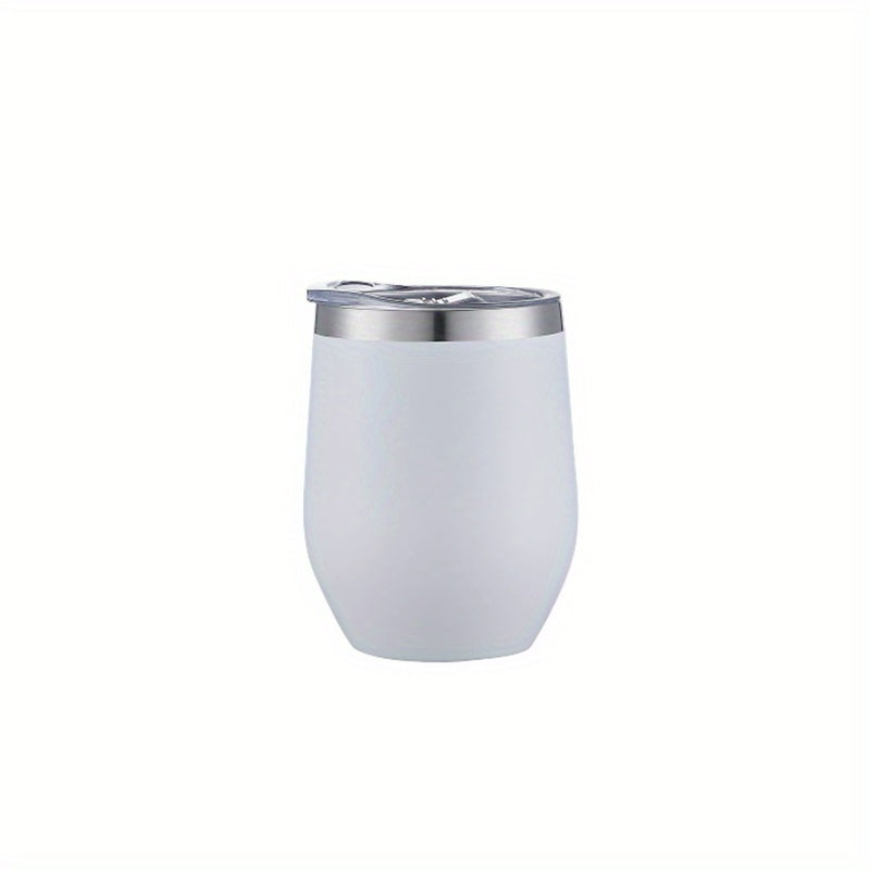 1pc Insulated Wine Tumbler With Lid, Double Wall Stainless Steel Stemless Insulated Wine Glass 12oz, Durable Insulated Coffee Mug, For Champaign, Cocktail, Beer, Office, Teacher Appreciation Gifts