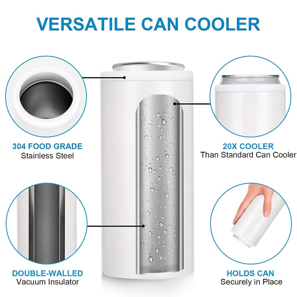 1pc Slim Can Cooler For Slim Beer, Hard Seltzer, Double Walled Stainless Steel Insulated Slim Cans 12oz