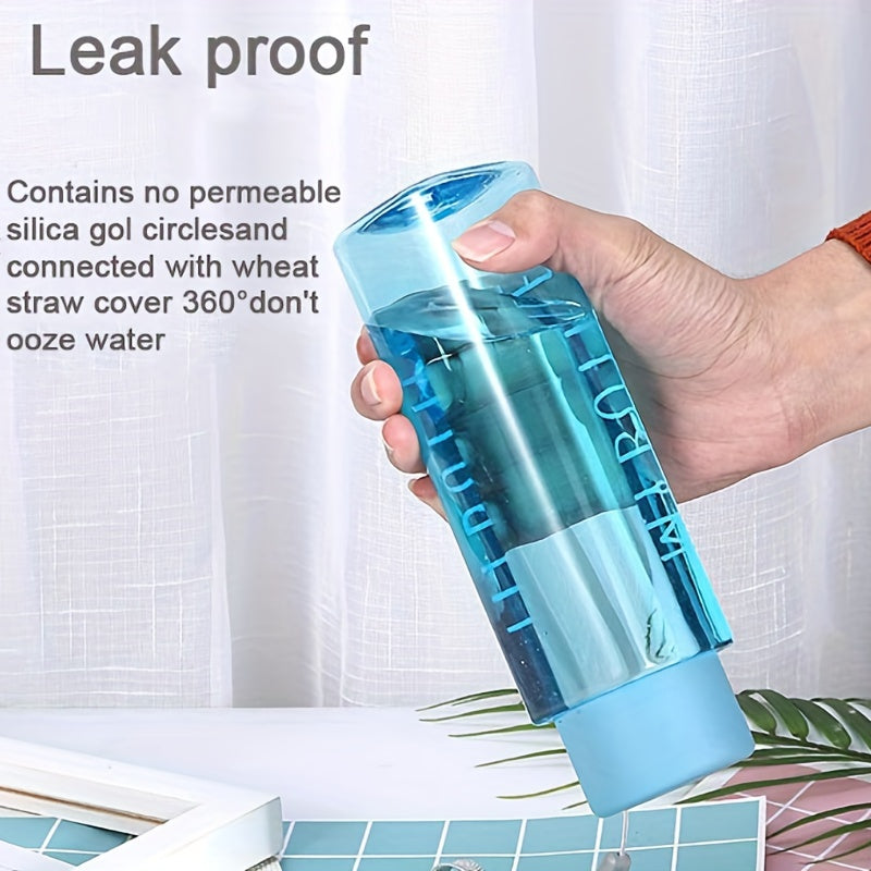 1PC 500ml\u002F17.6oz Sports Water Bottle, Plastic Portable Square Cup With Round Lid For Men Women Students Outdoor Sports, Creative Gift
