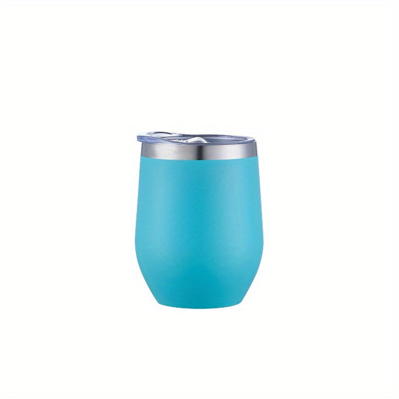 1pc Insulated Wine Tumbler With Lid, Double Wall Stainless Steel Stemless Insulated Wine Glass 12oz, Durable Insulated Coffee Mug, For Champaign, Cocktail, Beer, Office, Teacher Appreciation Gifts