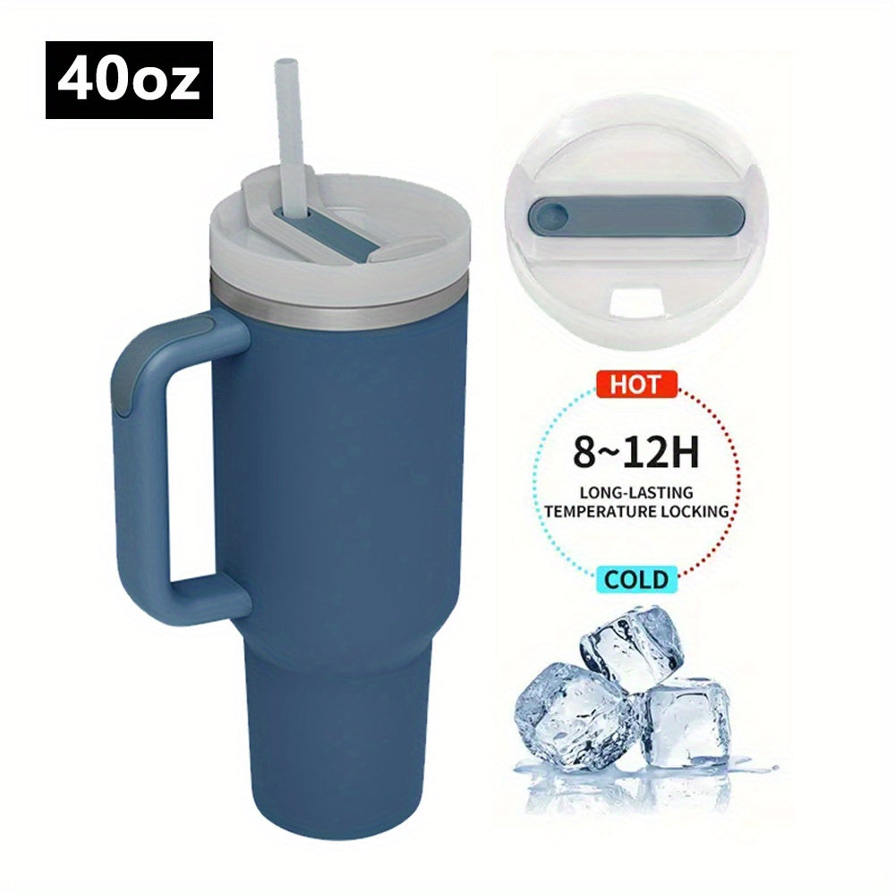 40oz Car Cup Insulation And Cold Insulation Cup 304 Stainless Steel Handle Cup Double-layer Ice Cup Straw Cup Insulation Coffee Pot